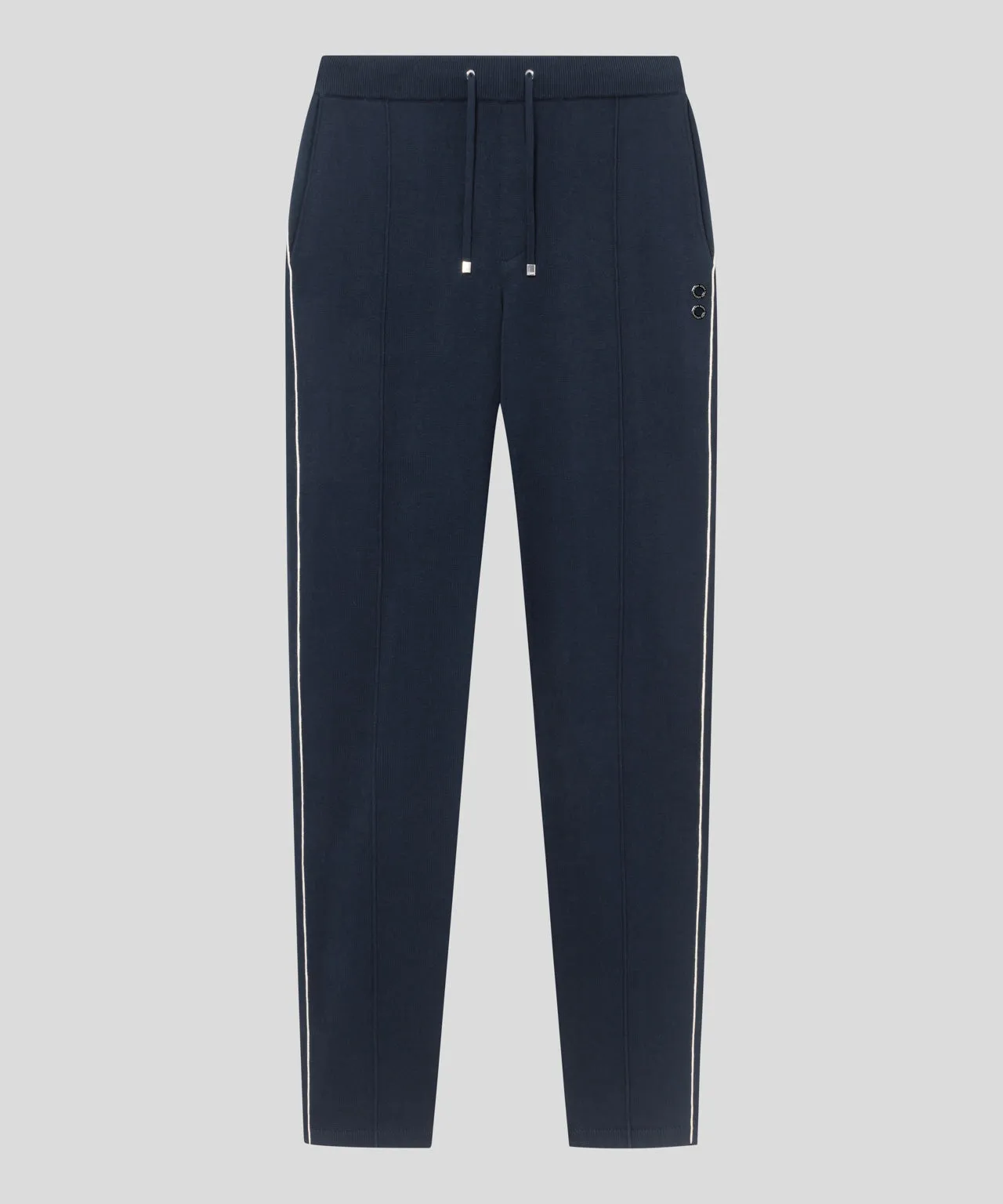 Cotton Silk Pants w. Piping: Navy