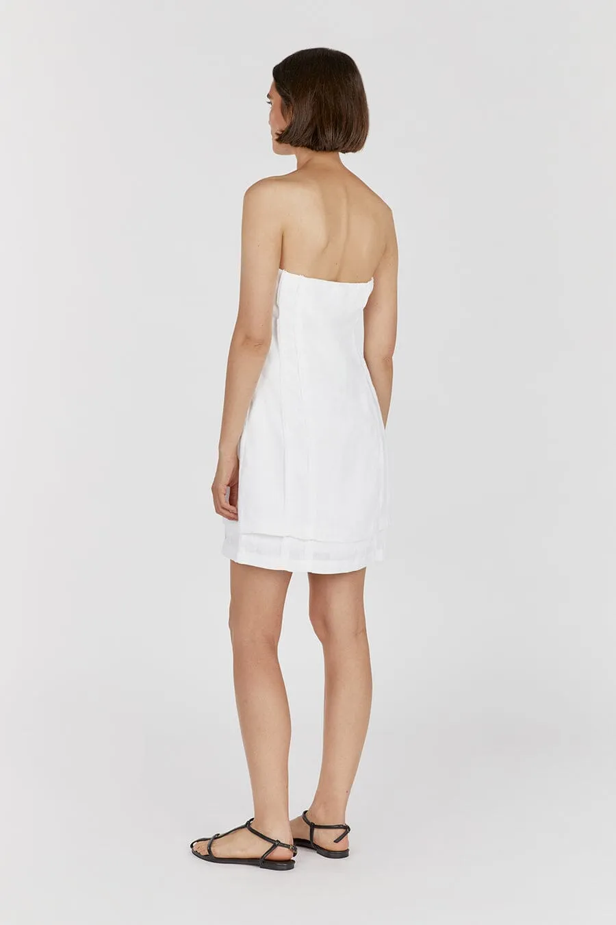 DULCE WHITE LINEN MINI DRESS