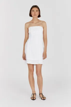 DULCE WHITE LINEN MINI DRESS