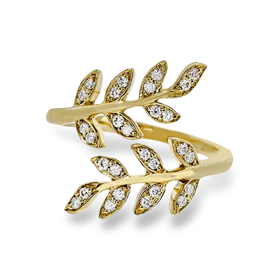 Fallen Leaves Fashion Ring In 18k Gold With Diamonds