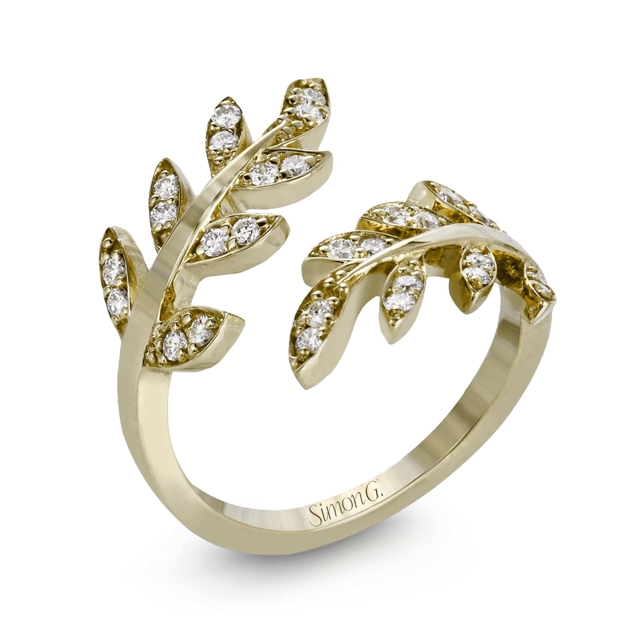 Fallen Leaves Fashion Ring In 18k Gold With Diamonds