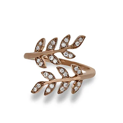 Fallen Leaves Fashion Ring In 18k Gold With Diamonds