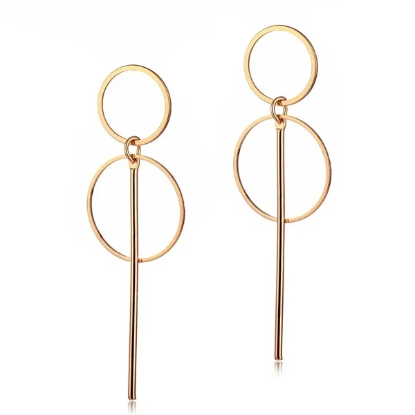 Fashion Vintage Big Geometric Statement Gold Metal Drop Earrings