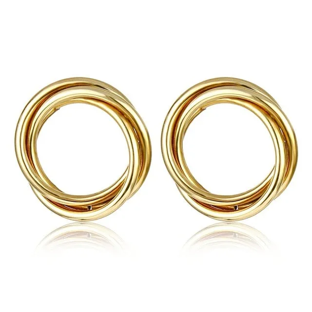 Fashion Vintage Big Geometric Statement Gold Metal Drop Earrings