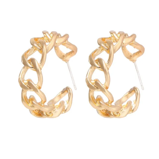 Fashion Vintage Big Geometric Statement Gold Metal Drop Earrings