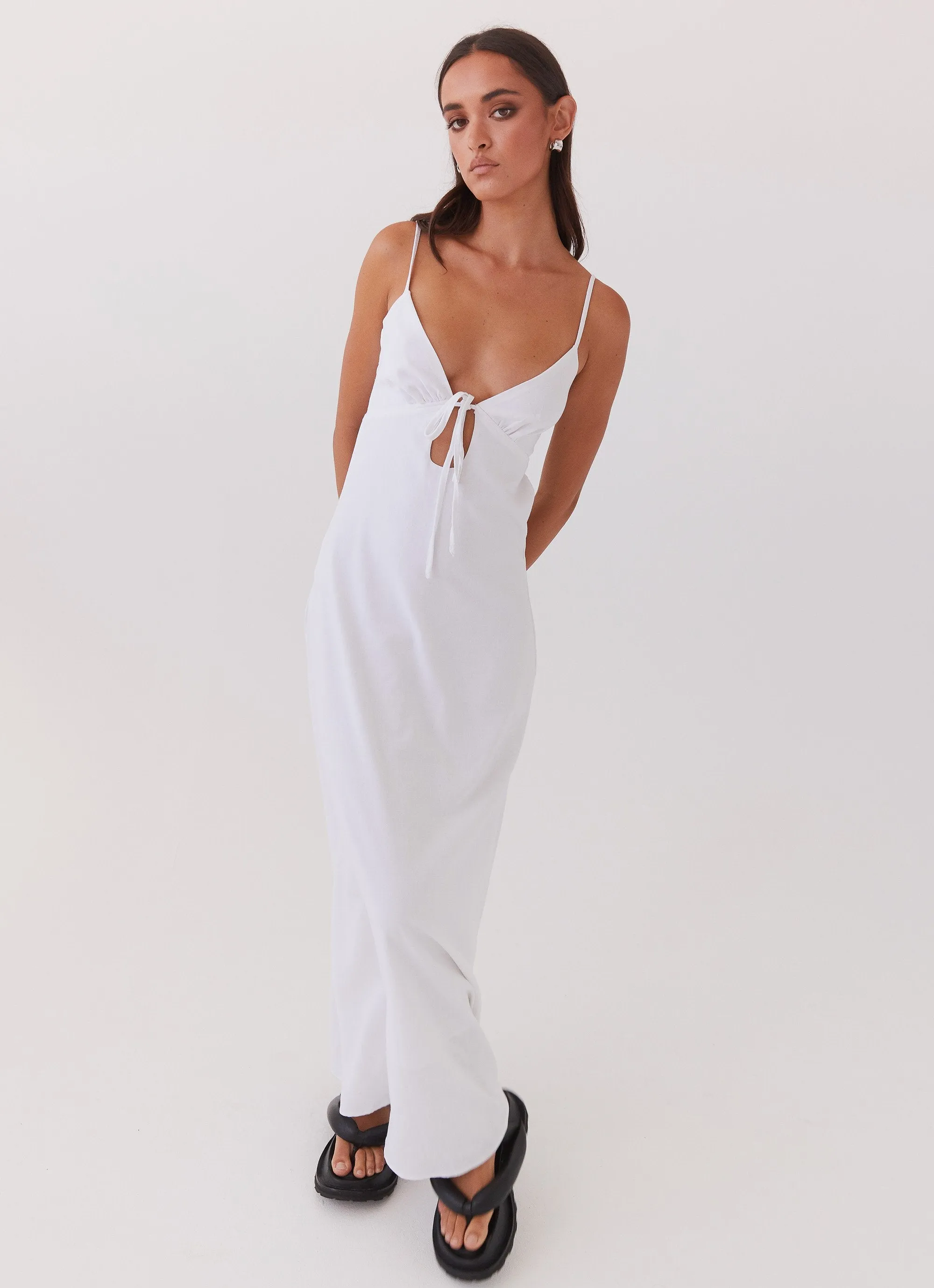 Flora Linen Maxi Dress - White