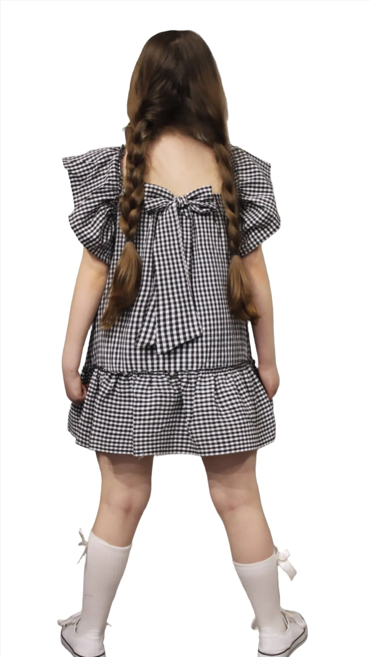 Flutter Sleeve Girl's Dress, Summer Seersucker Style Dress