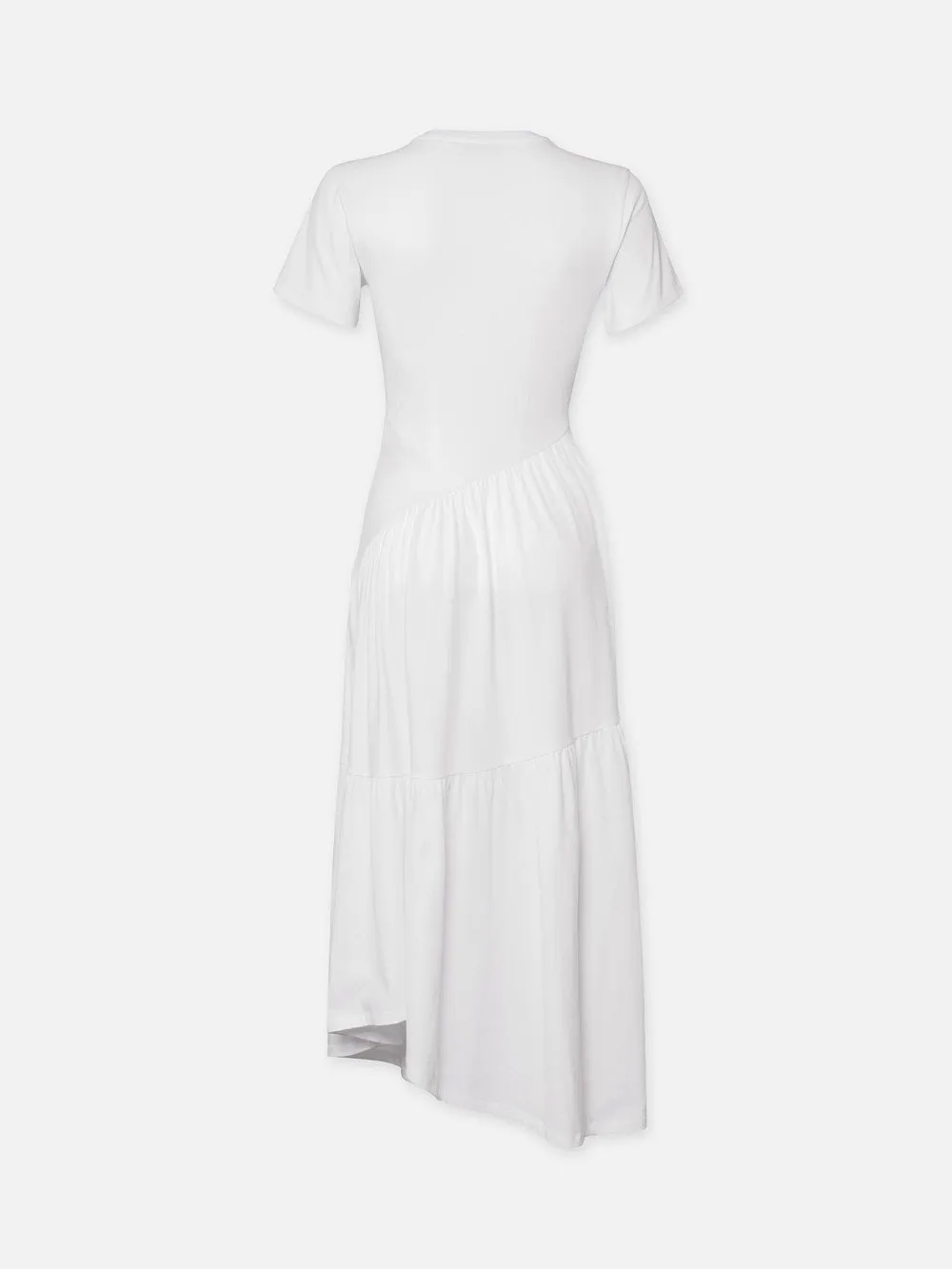 Gathered Seam Short Sleeve Dress -- White