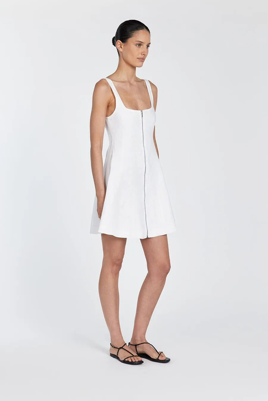 HARRIET WHITE LINEN MINI DRESS