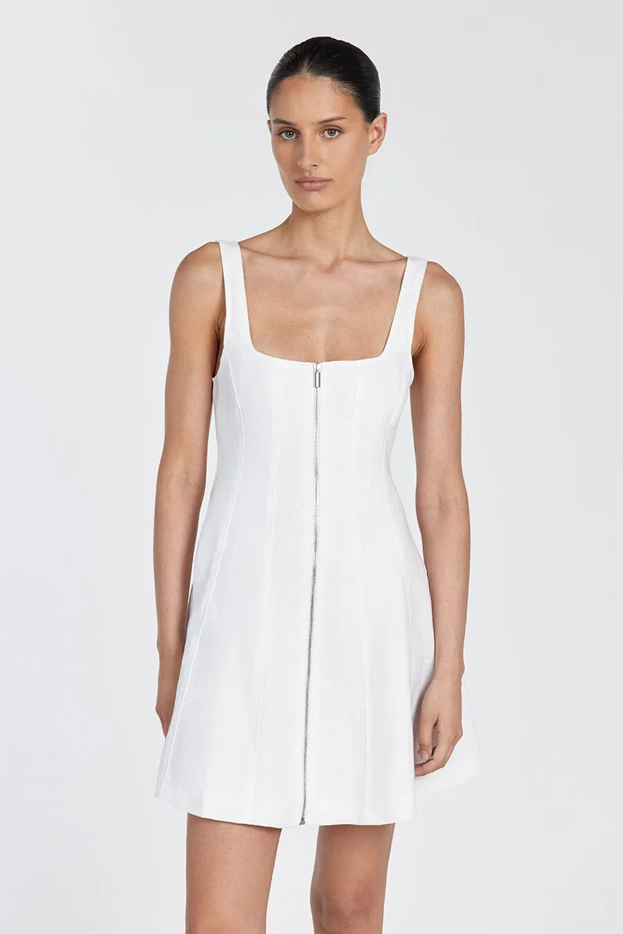 HARRIET WHITE LINEN MINI DRESS