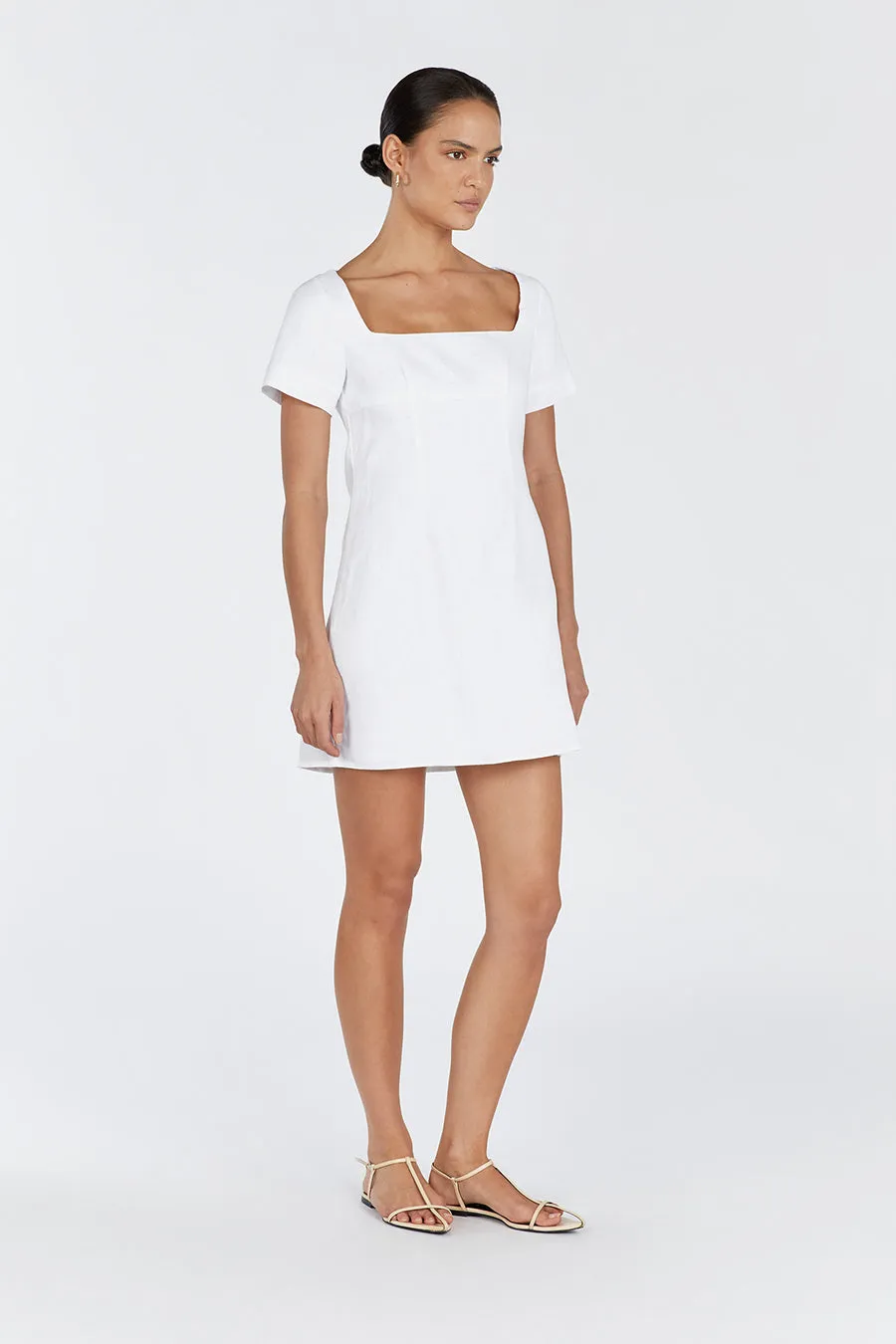 JAMIE WHITE LINEN MINI DRESS