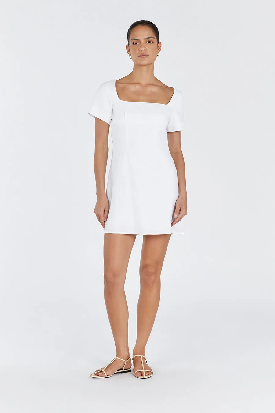 JAMIE WHITE LINEN MINI DRESS