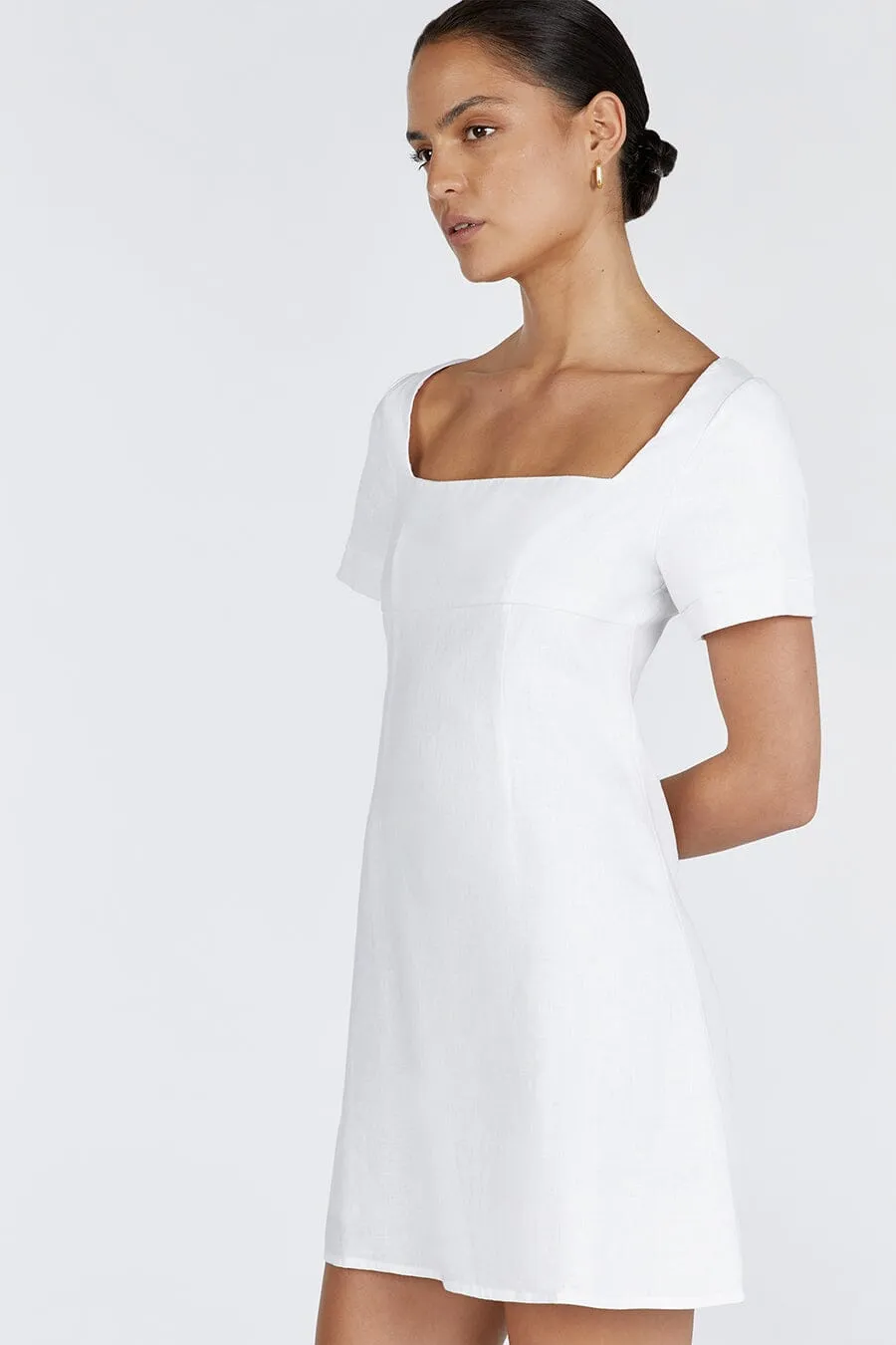 JAMIE WHITE LINEN MINI DRESS