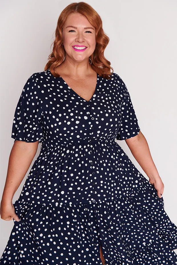 Jessica Navy & White Flecks Dress