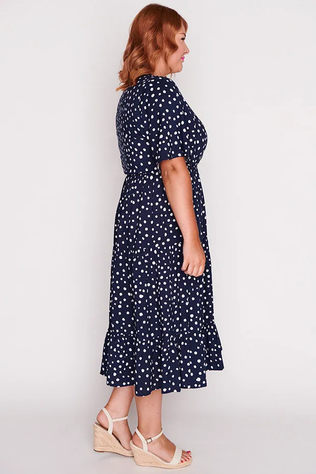 Jessica Navy & White Flecks Dress