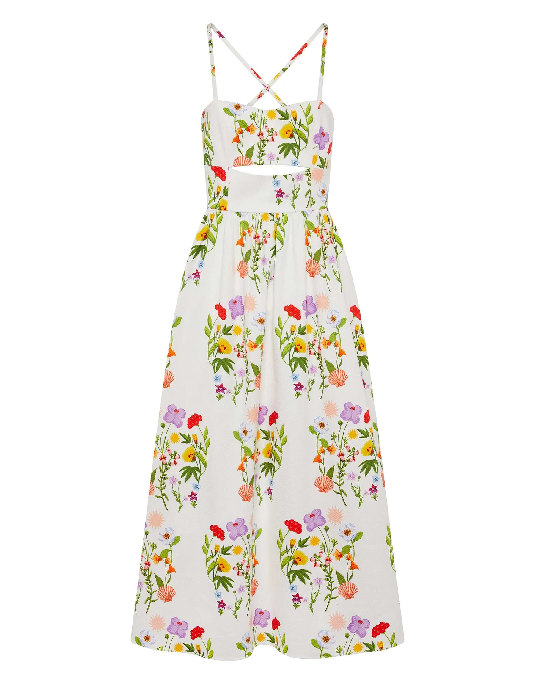 Jordan Pique Midi Dress - Terrazzo Flower White - SALE