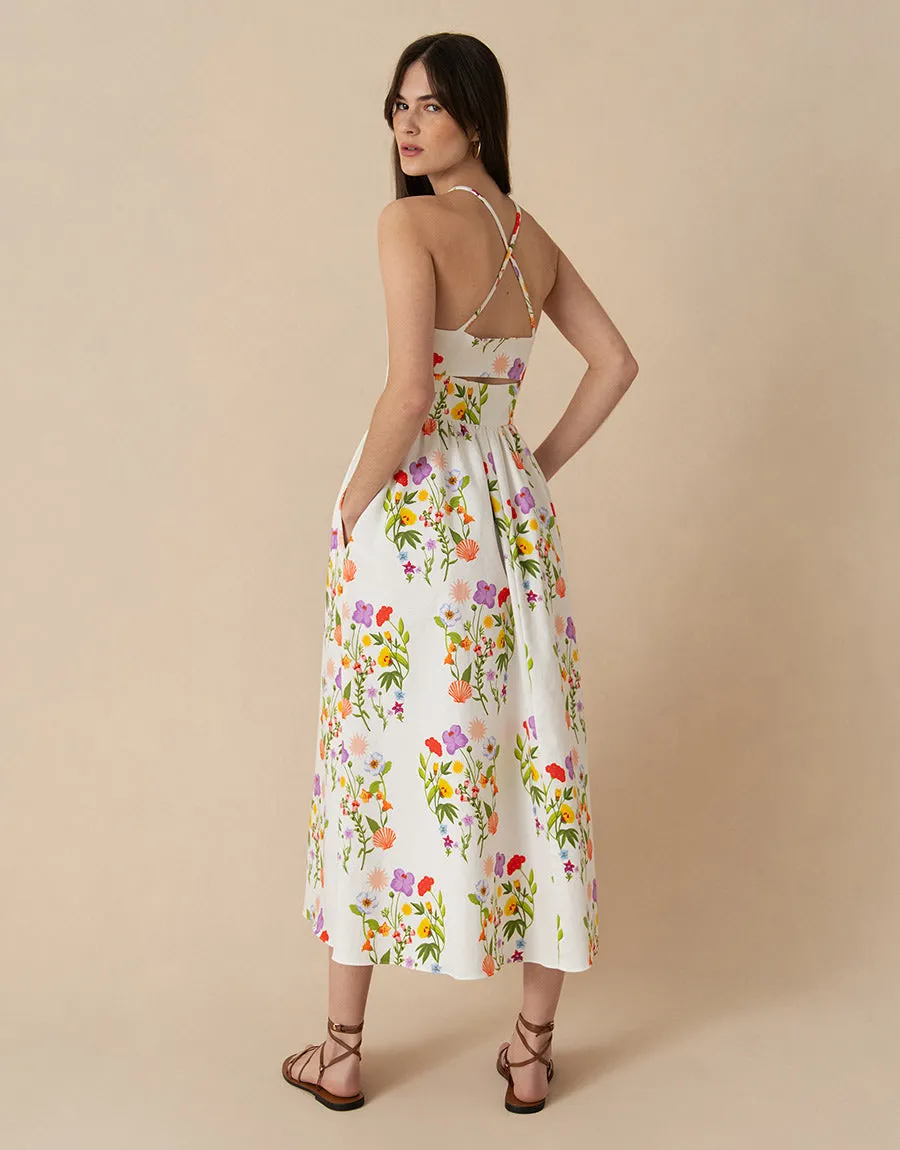 Jordan Pique Midi Dress - Terrazzo Flower White - SALE