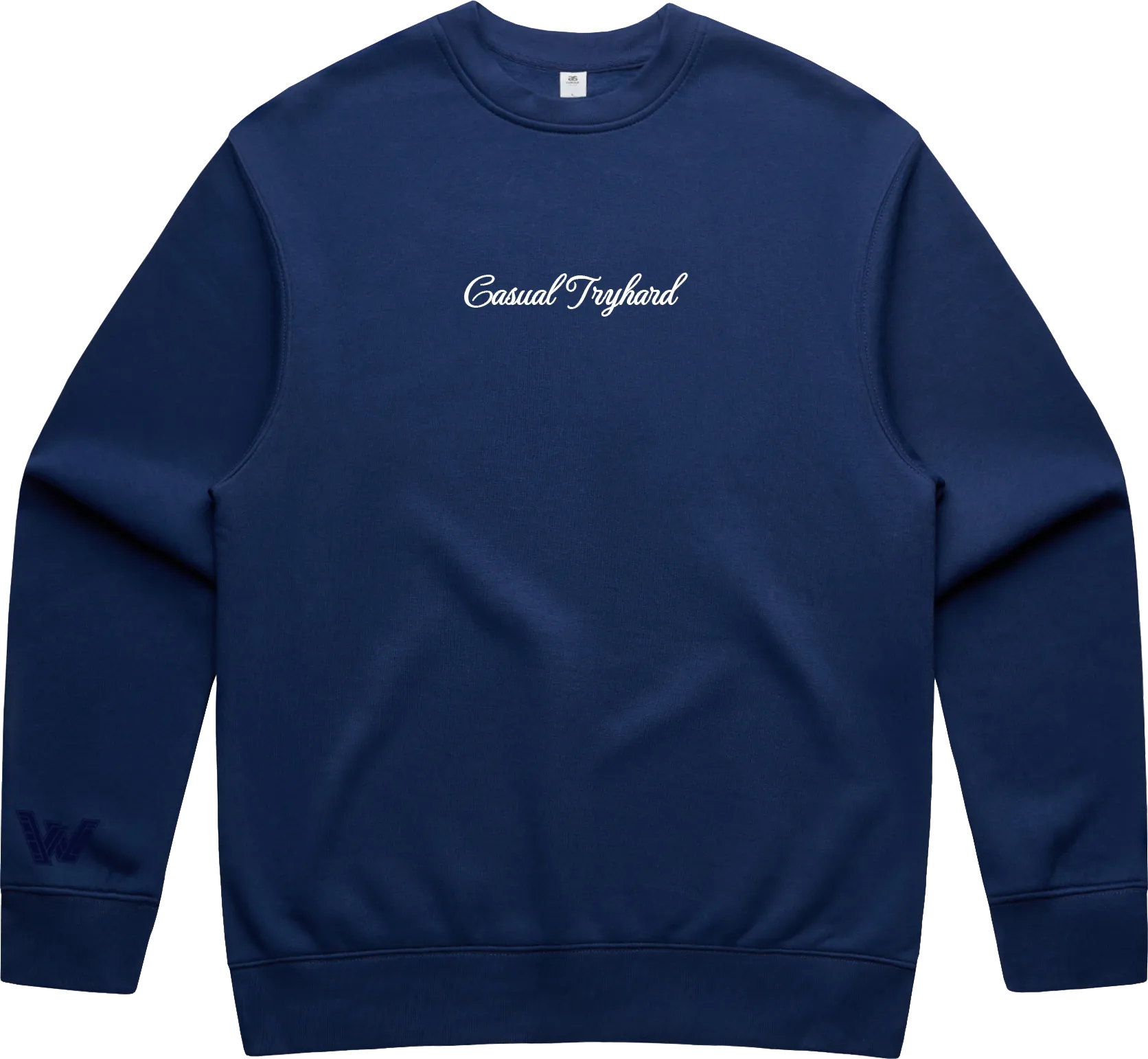 JUSTIN WONG - 'Casual Tryhard' Premium Embroidered Crew Neck - Navy