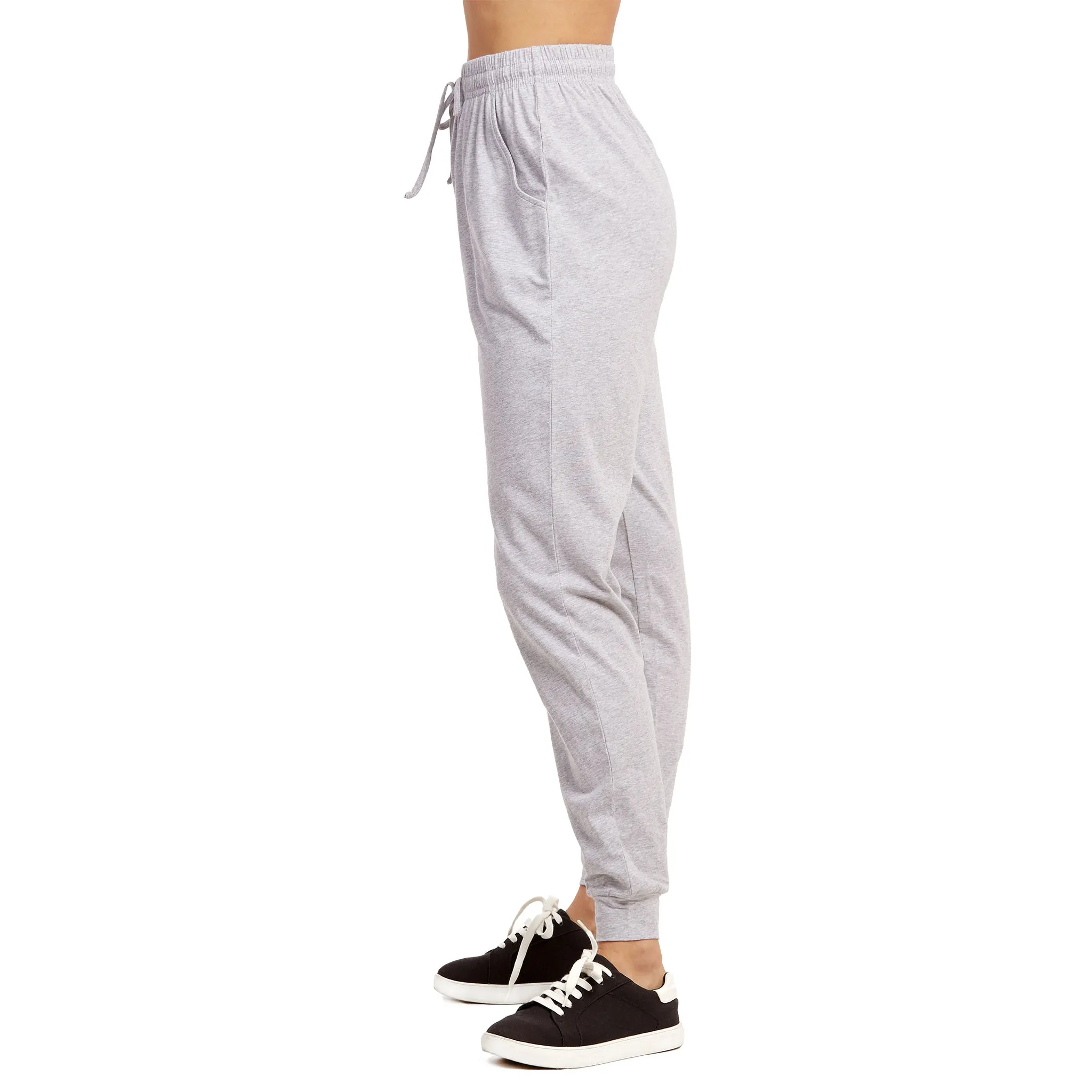 LADIES SINGLE JERSEY COTTON JOGGER PANTS WITH POCKETS (SJC7000_H.GRY)