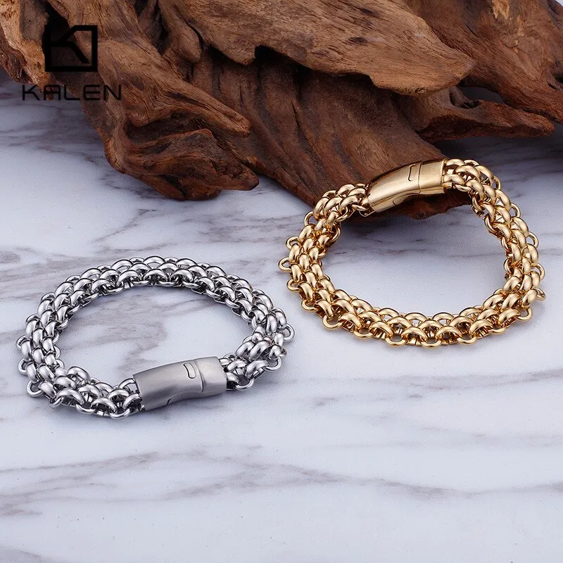 Link Chain with Magnetic Clasp Stainless Steel Fashion Bracelet