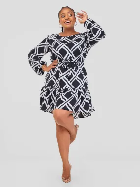 Lizola Elsie Shift Dress - Black / White