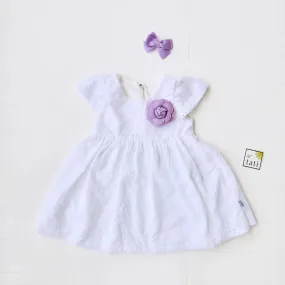 Lotus Dress in White Polka Eyelet