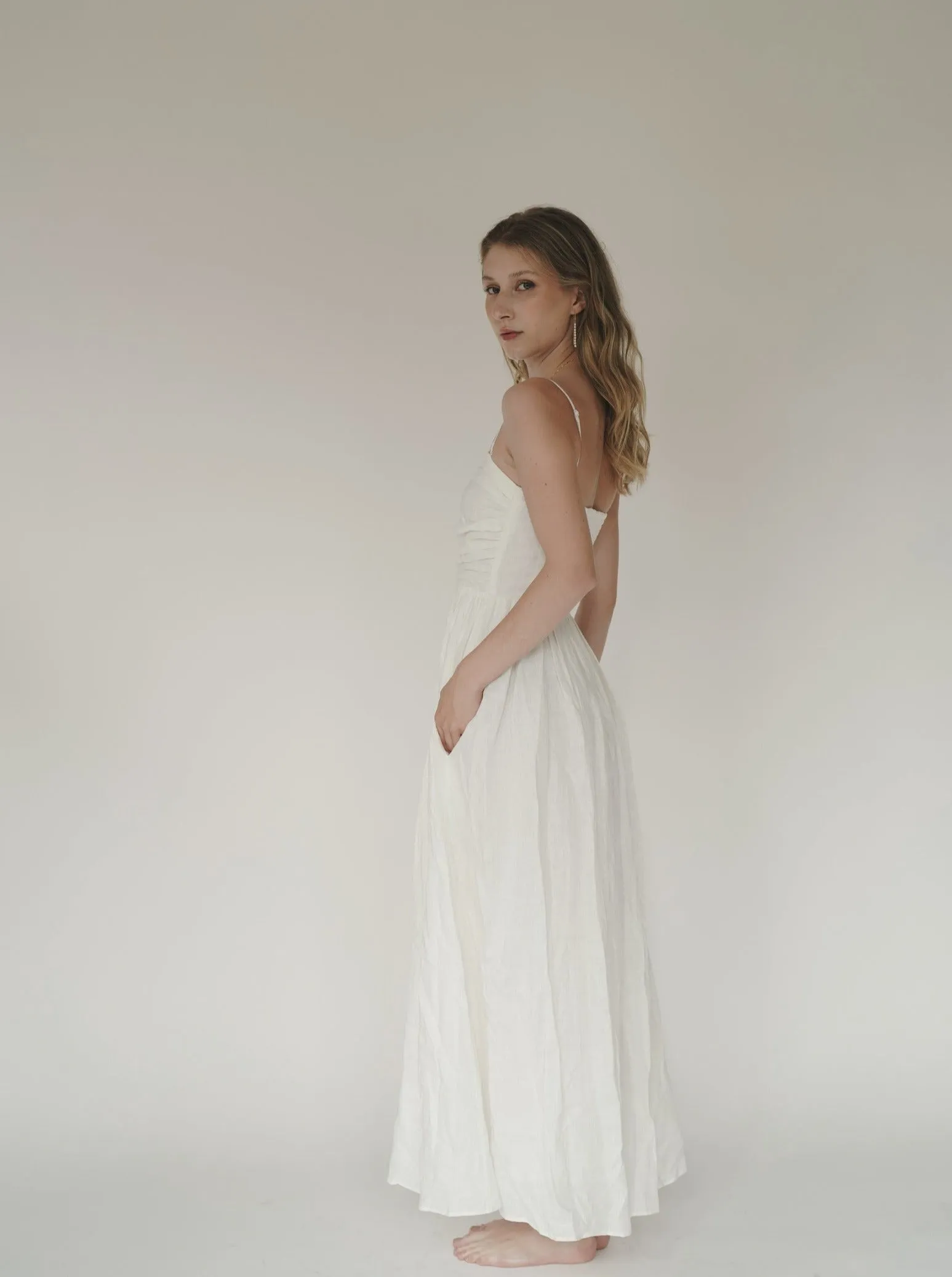 Lovely Destiny White Linen Dress