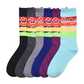 MAMIA LADIES DESIGN CREW SOCKS (RAINBOW)