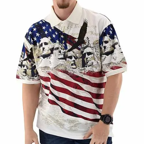 Men's 100% Cotton Patriotic Polo Bundle of 4 Shirts