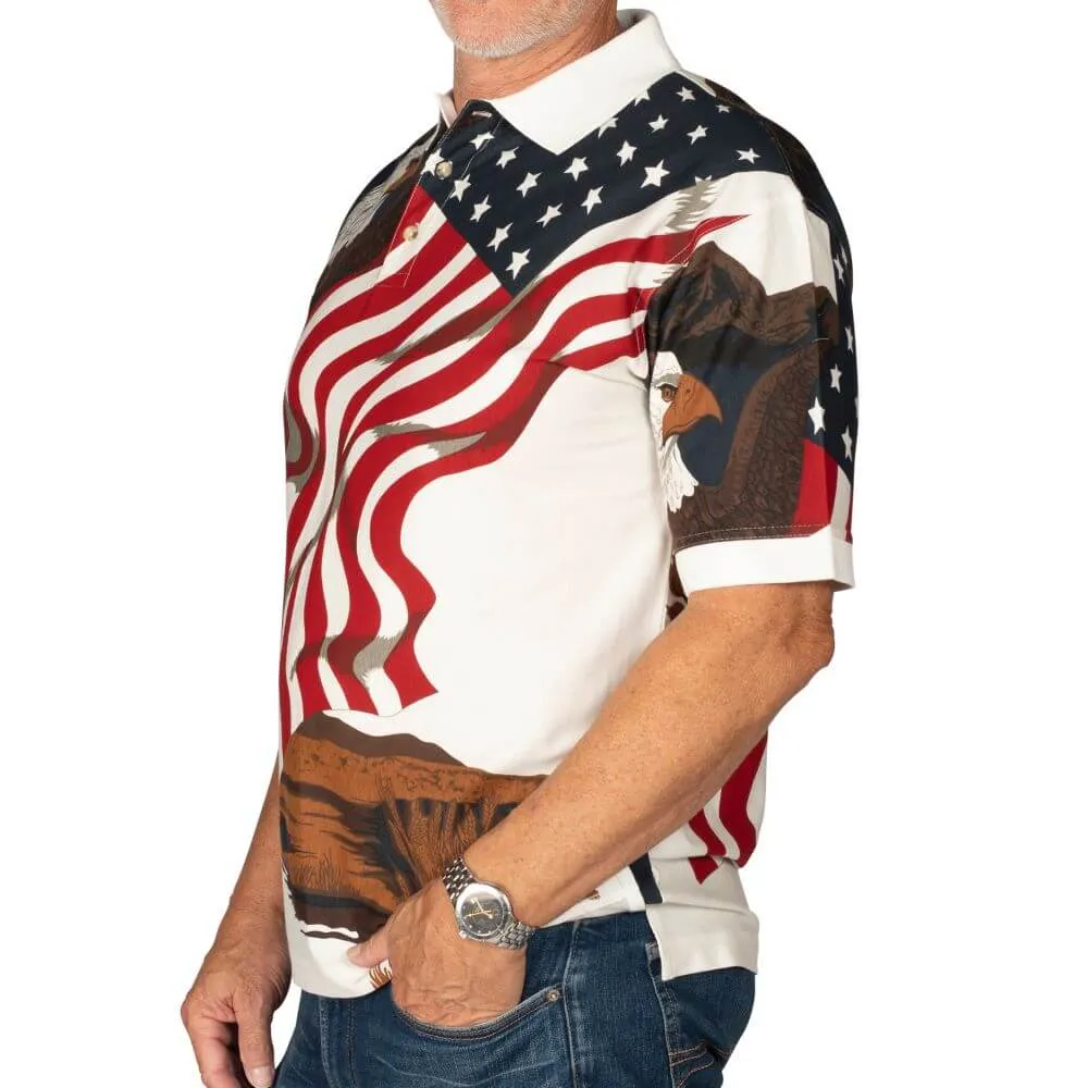 Men's 100% Cotton Patriotic Polo Bundle of 4 Shirts