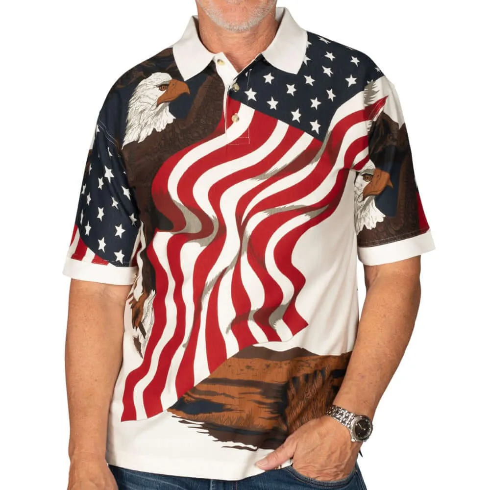 Men's 100% Cotton Patriotic Polo Bundle of 4 Shirts