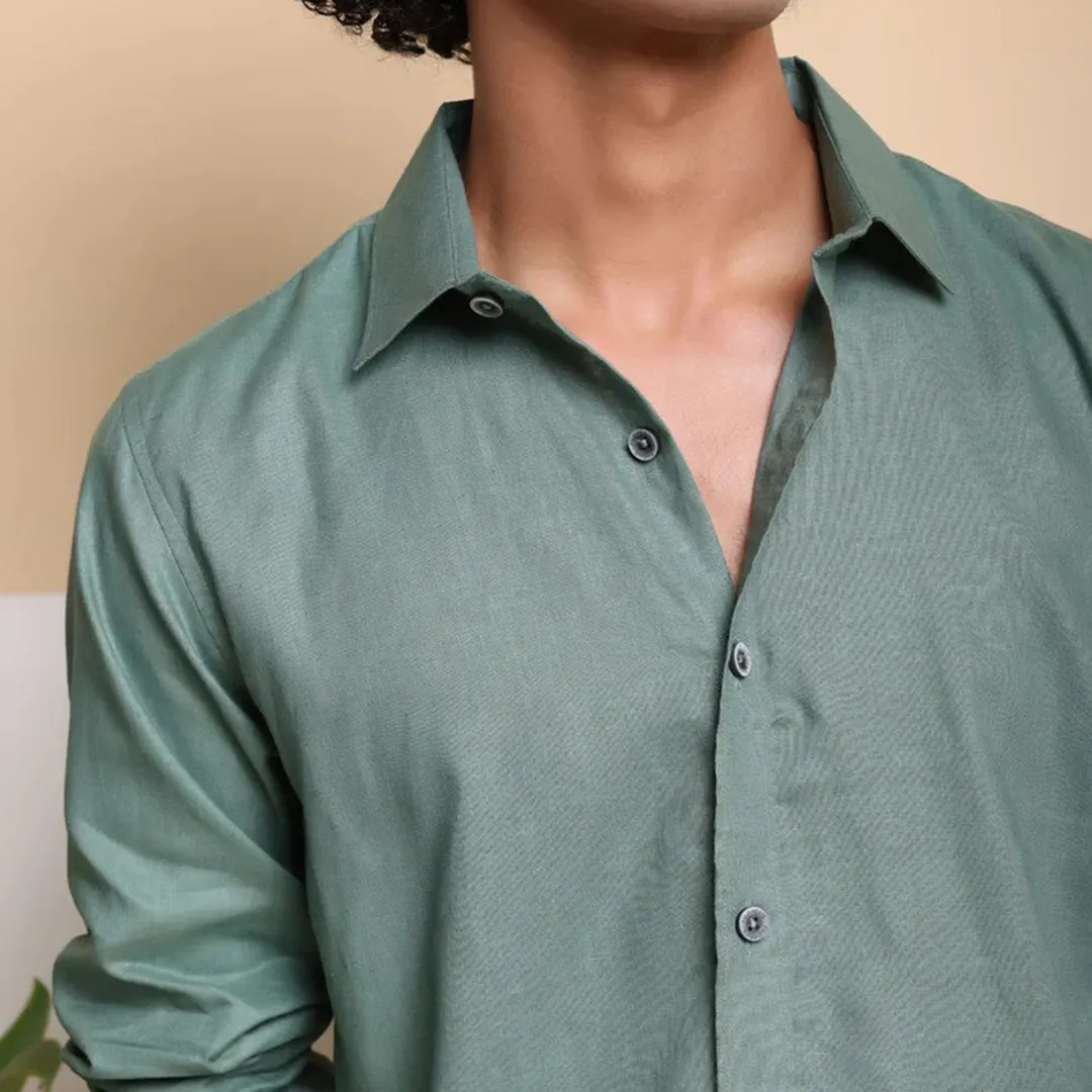 Men's Pure Linen Casual Shirt - Green