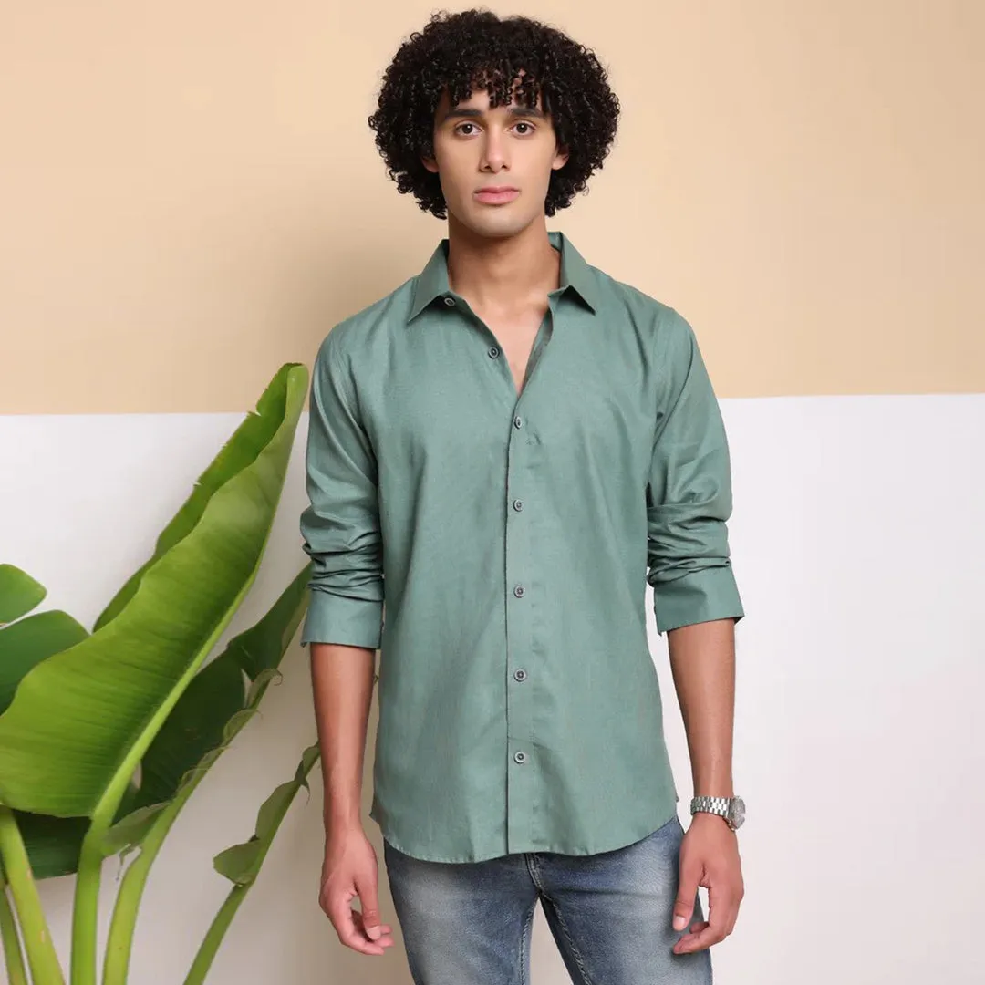 Men's Pure Linen Casual Shirt - Green