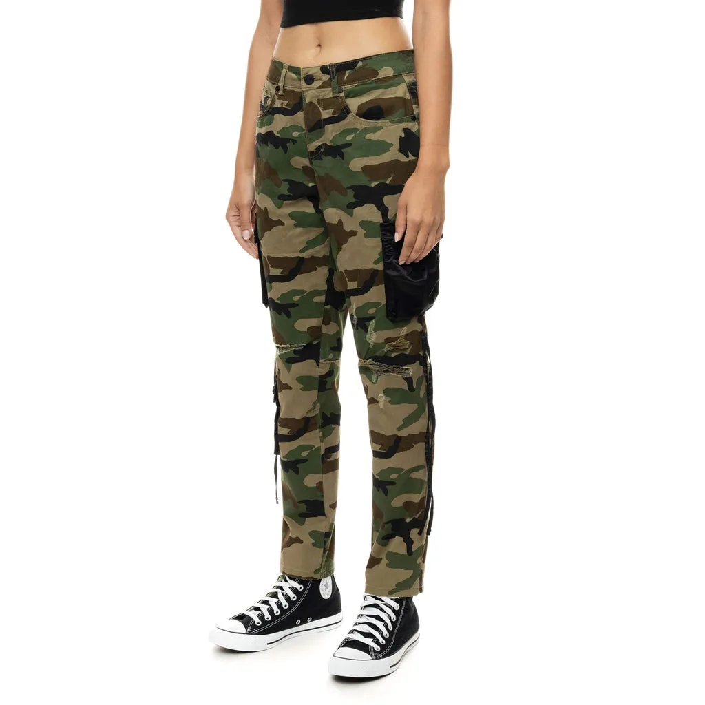 Mixed Media Utility Fashion Twill Pants - Wood Camo