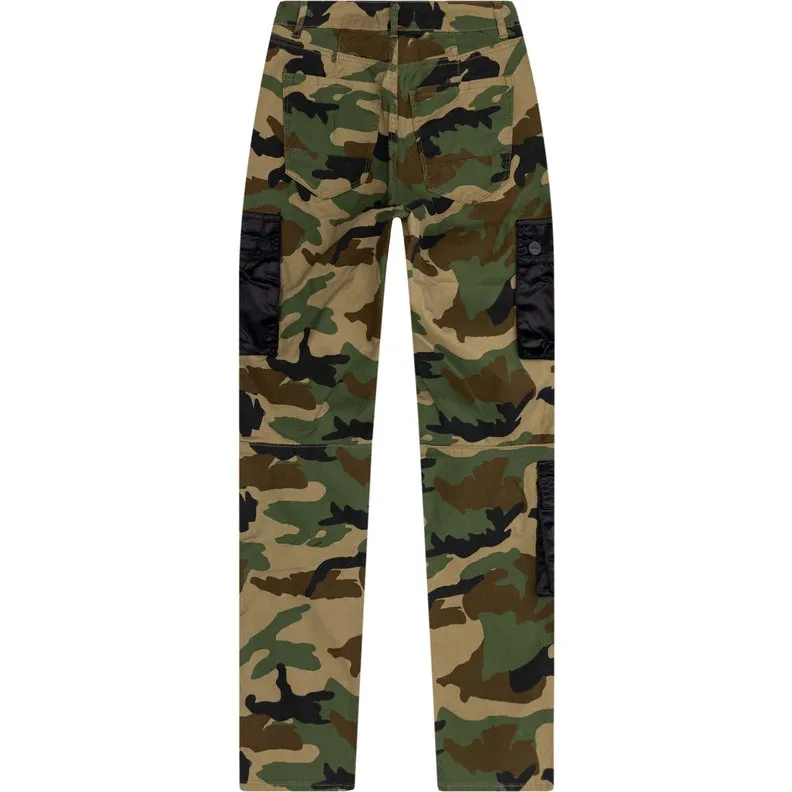 Mixed Media Utility Fashion Twill Pants - Wood Camo