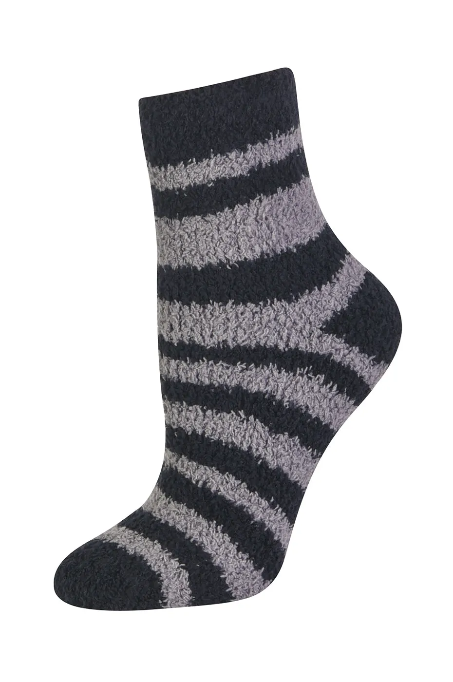 MOPAS LADIES PLUSH SOFT SOCKS (30301_STRIPE3)