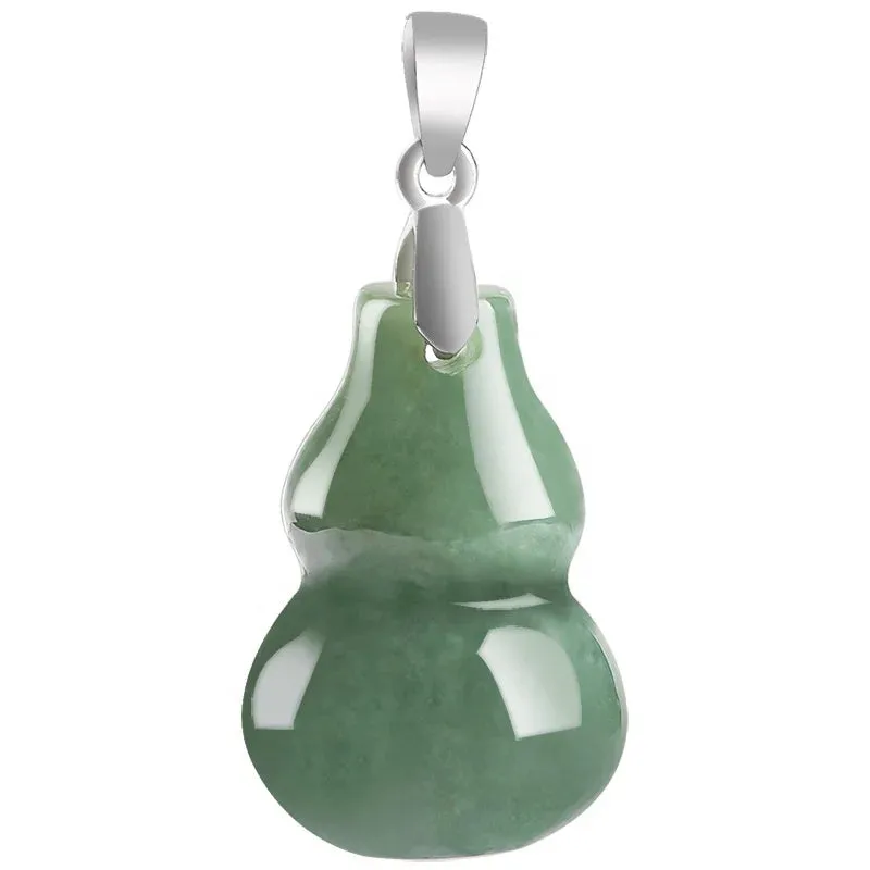 Natural  Jadeite gourd Pendant S925 silver inlay fashion Women's