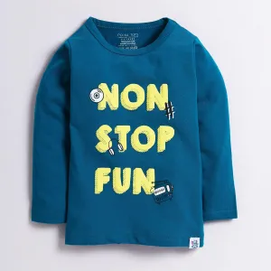 Polka Tots Full Sleeve T-Shirt 100% Cotton Non Stop Fun Blue