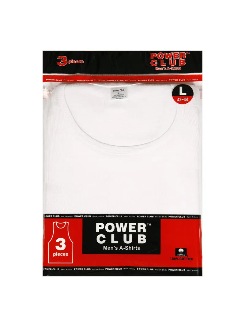 POWER CLUB MEN'S WHITE A-SHIRTS (PCW001)