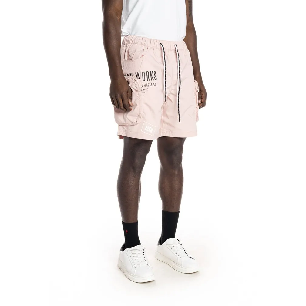 Printed Utility Fashion Shorts - Pale Pink