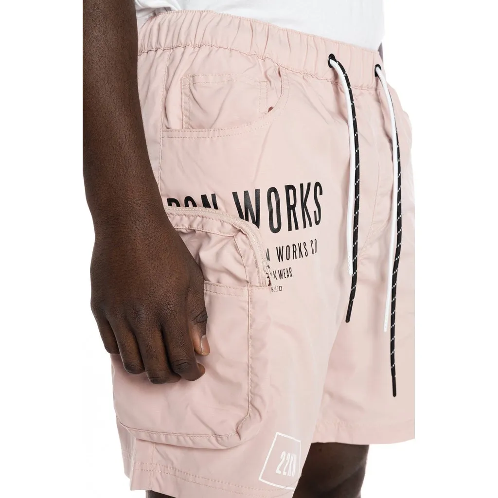 Printed Utility Fashion Shorts - Pale Pink