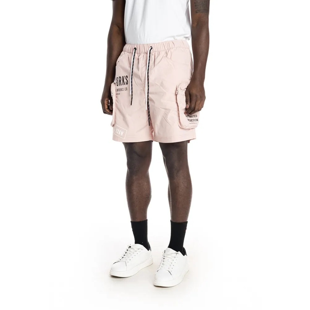 Printed Utility Fashion Shorts - Pale Pink