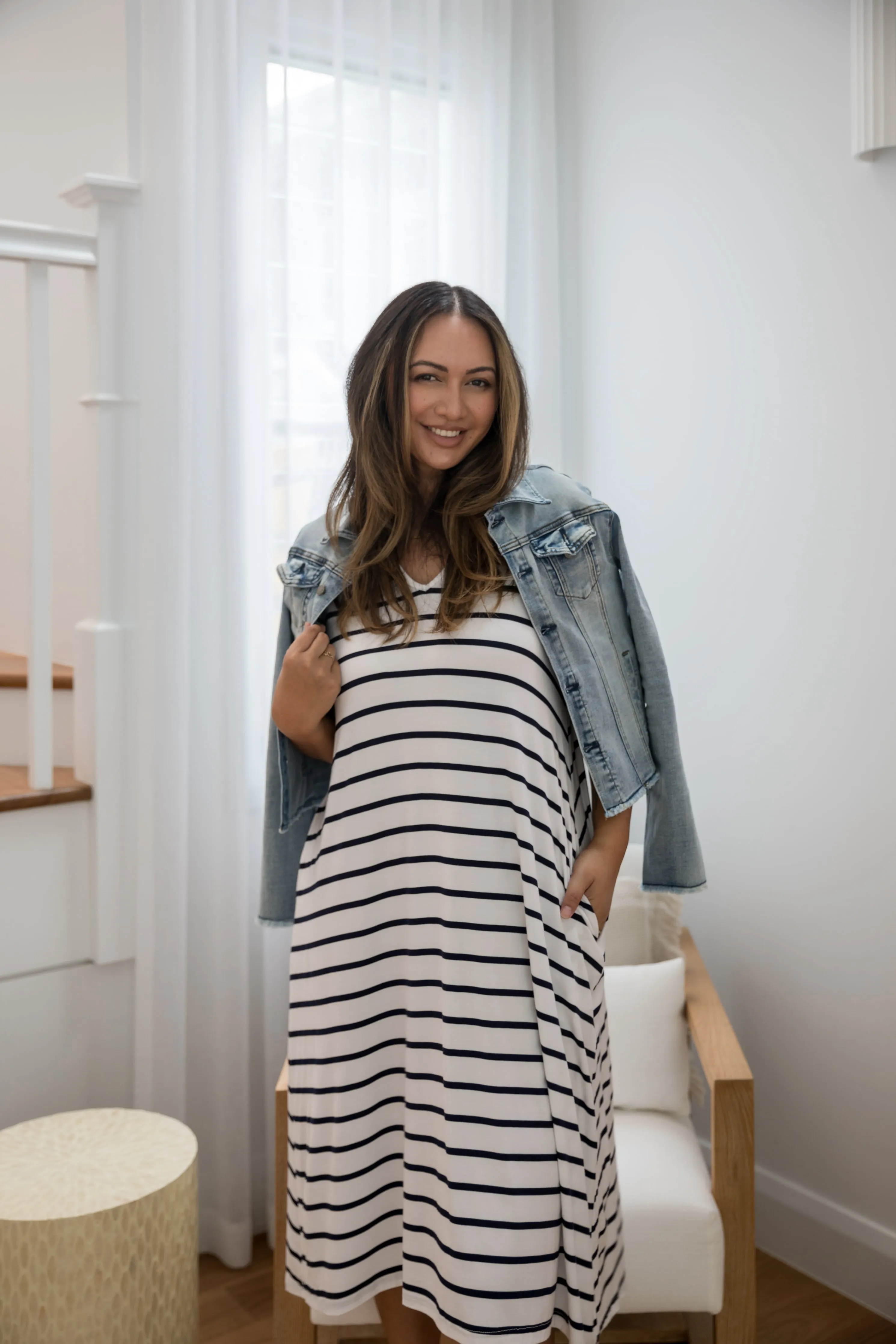 T-Shirt Dress in Navy/White Stripe