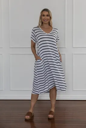 T-Shirt Dress in Navy/White Stripe