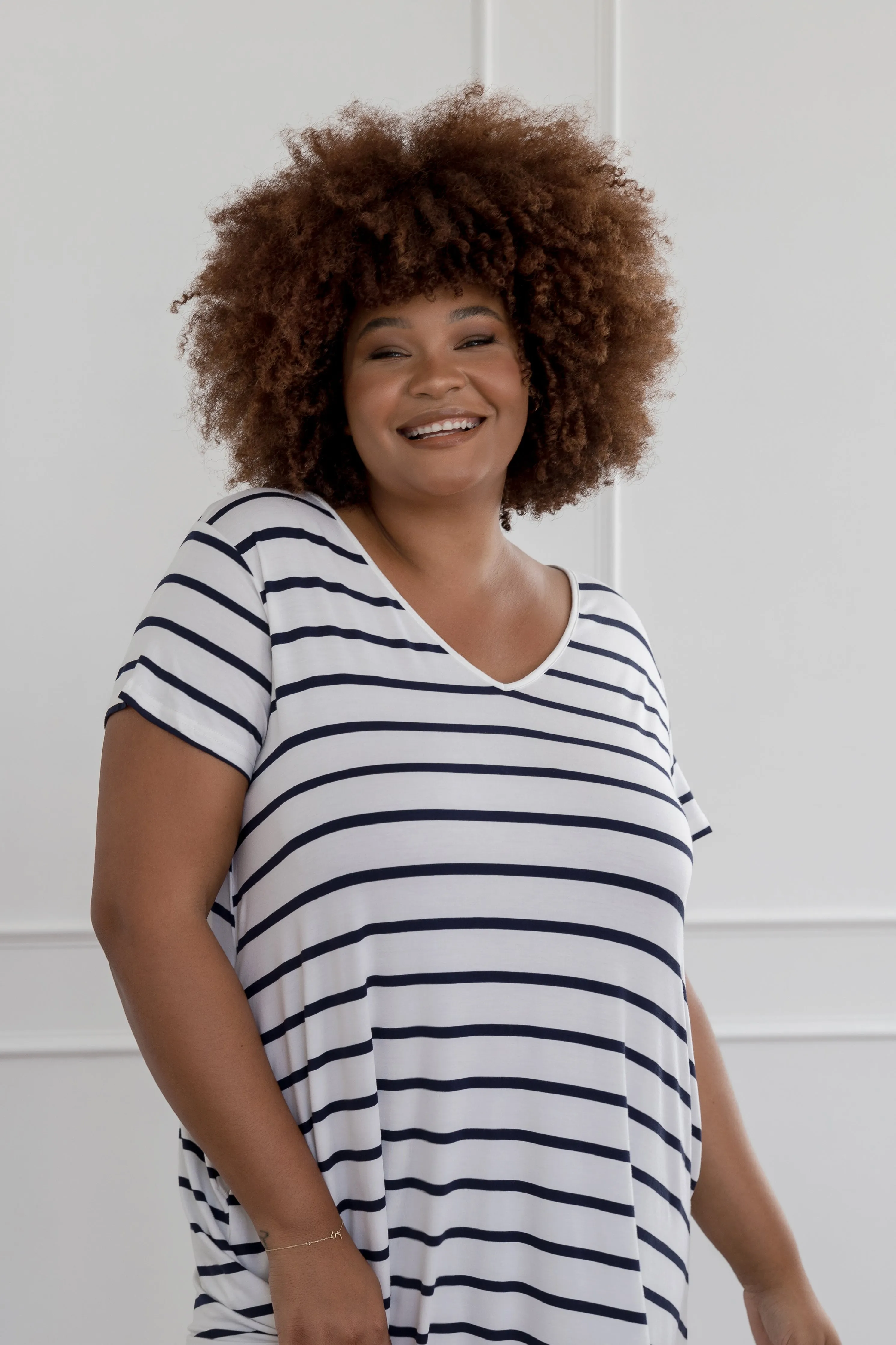 T-Shirt Dress in Navy/White Stripe