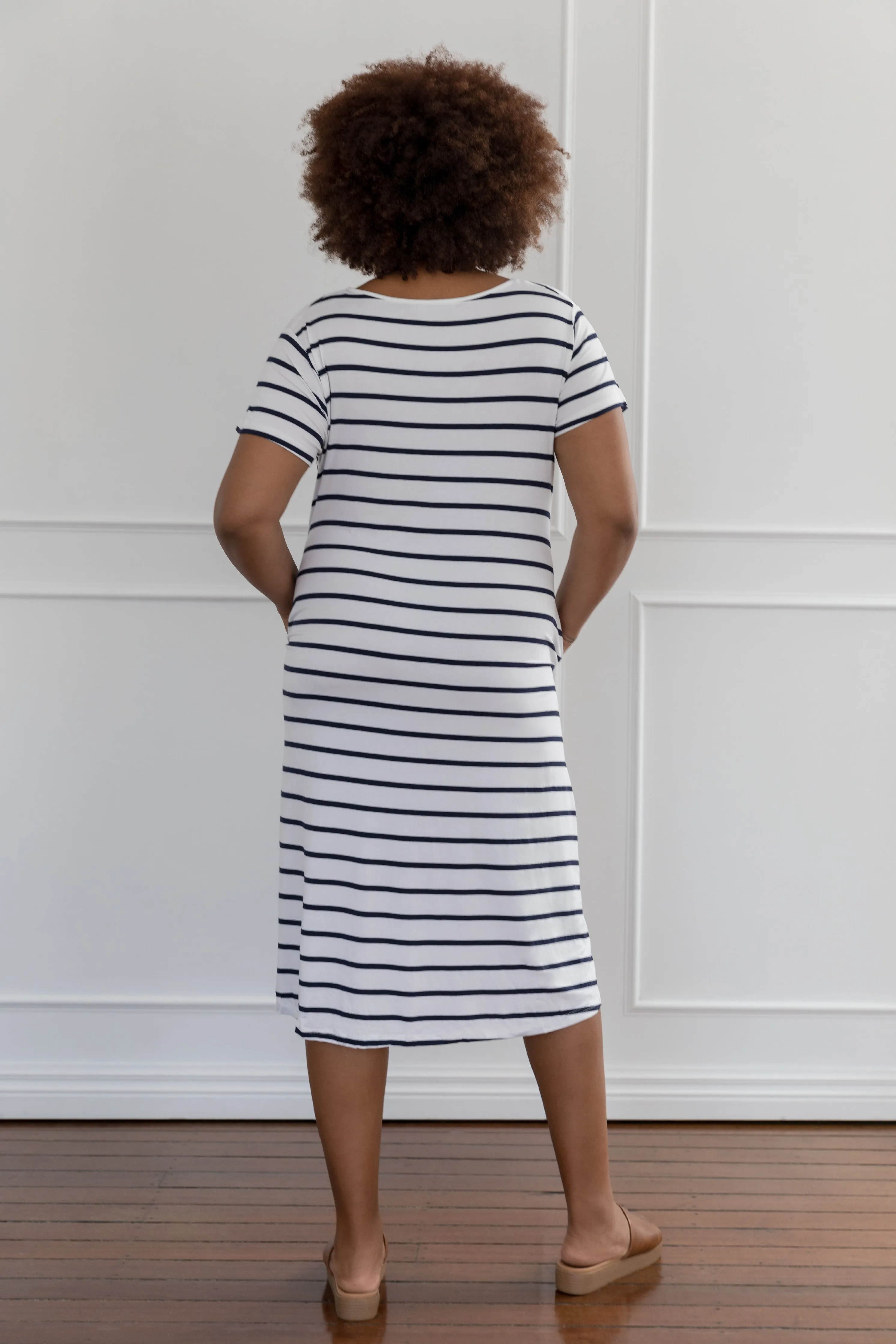 T-Shirt Dress in Navy/White Stripe