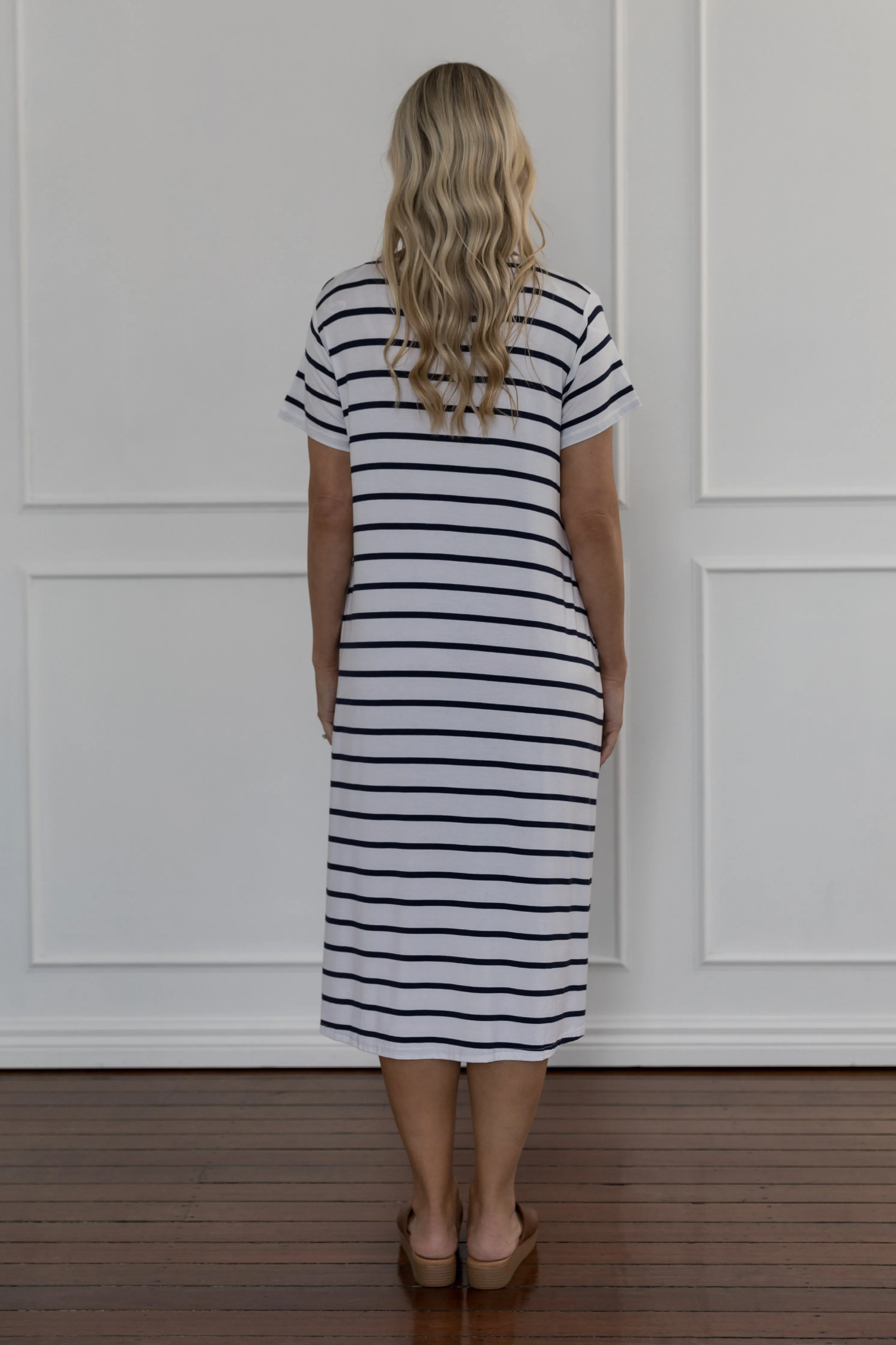 T-Shirt Dress in Navy/White Stripe