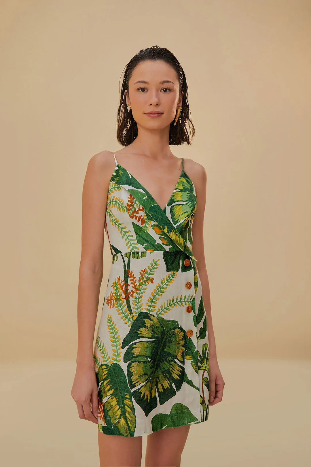 Tropical Forest Off-White Mini Dress