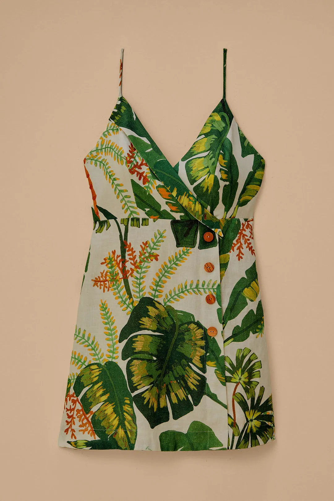 Tropical Forest Off-White Mini Dress