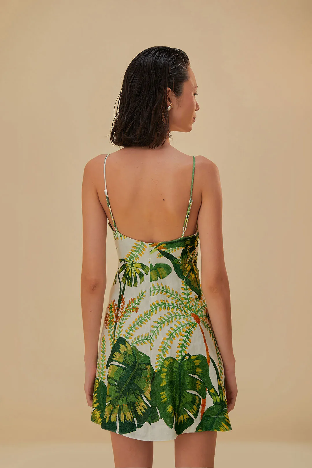 Tropical Forest Off-White Mini Dress